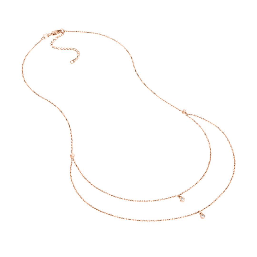 Diamond Drops Necklace on D/C Bead Chain