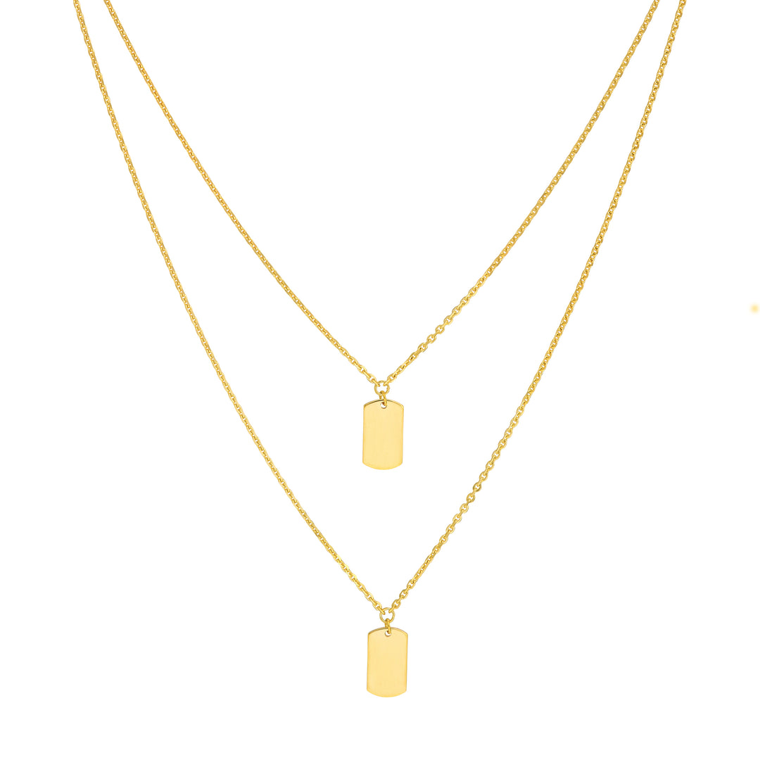 Double Dog Tag Adjustable Duet Necklace