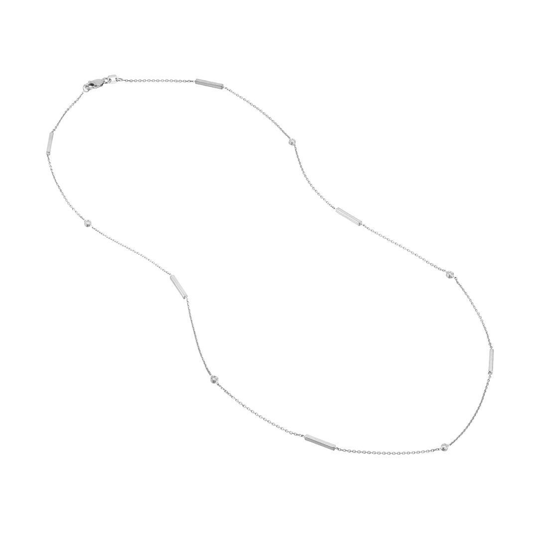 Diamond Bezel and Bar Station Necklace