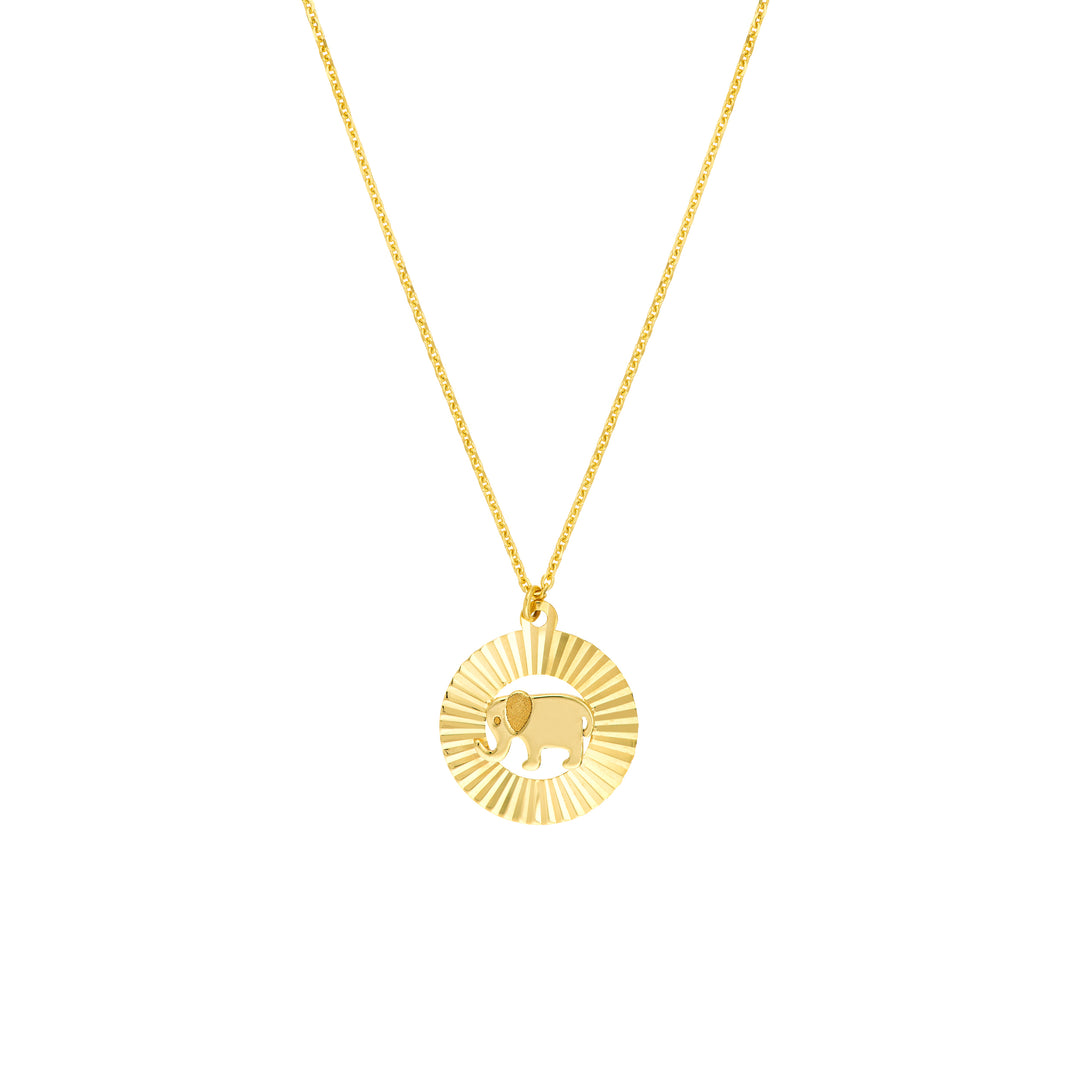 Fluted Elephant Medallion Necklace