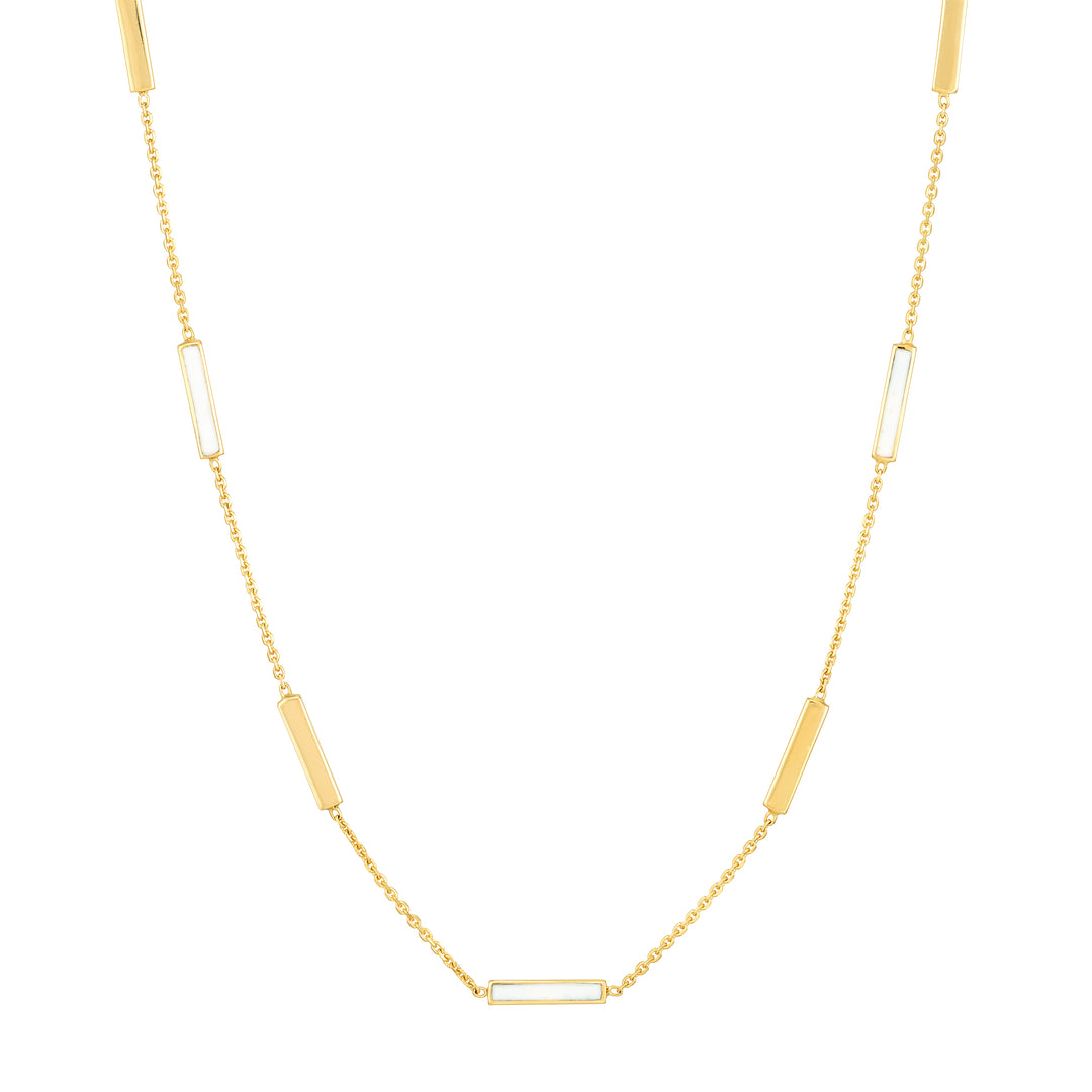 White Enamel Alternating Bar Necklace