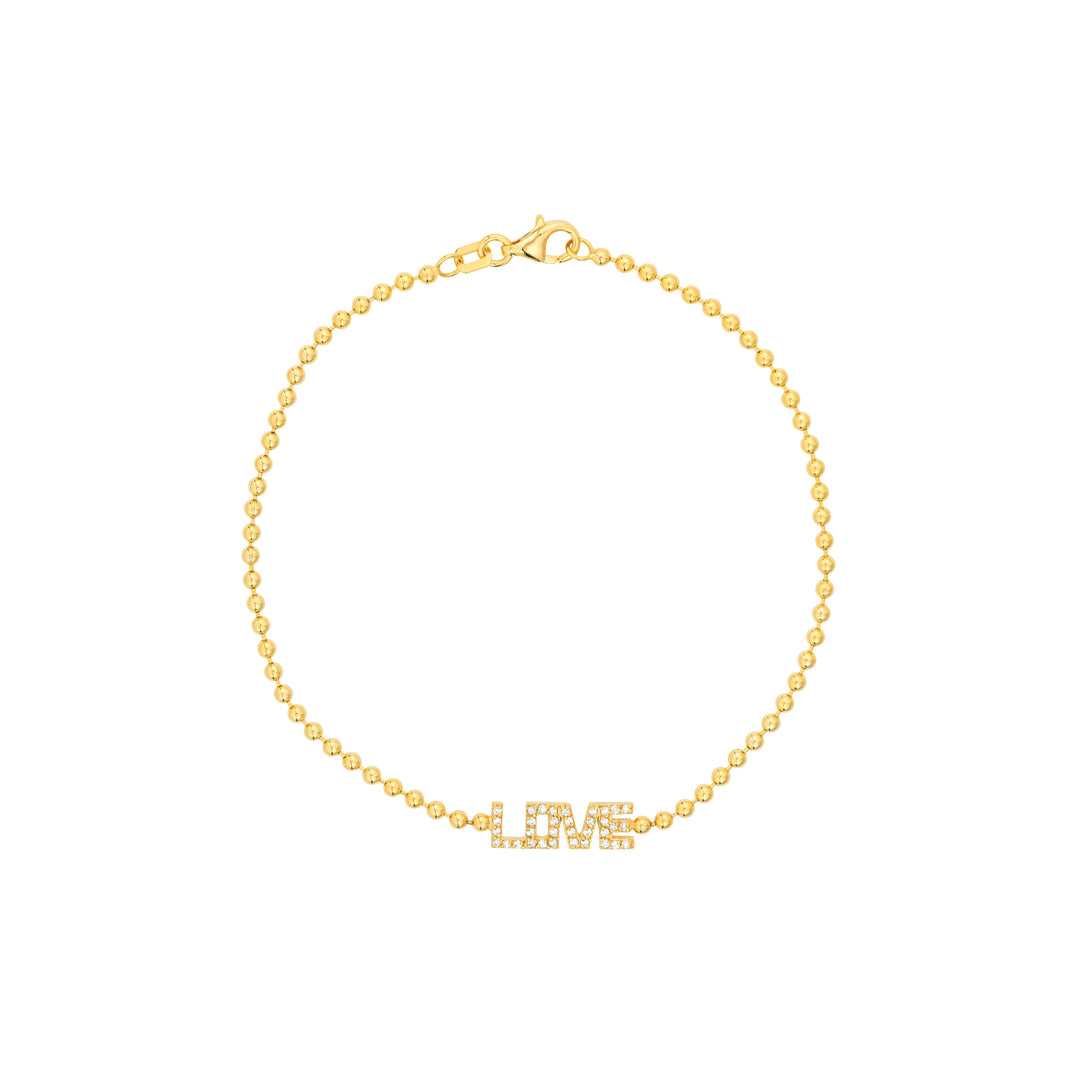 1/6tcw Diamond Love Station on Bead Chain Bracelet