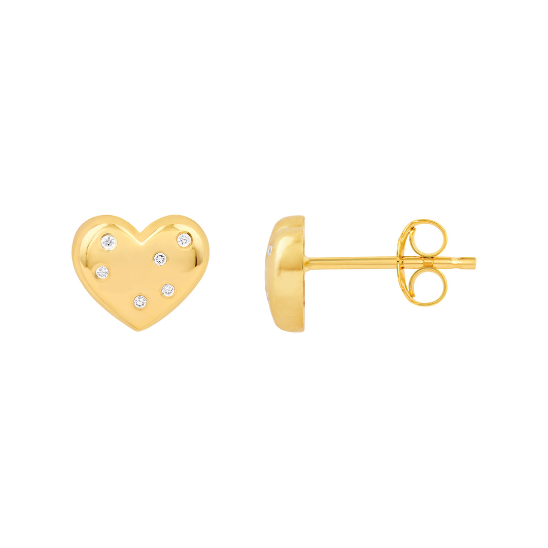 1/20tcw Diamond Puffy Heart Stud Earrings