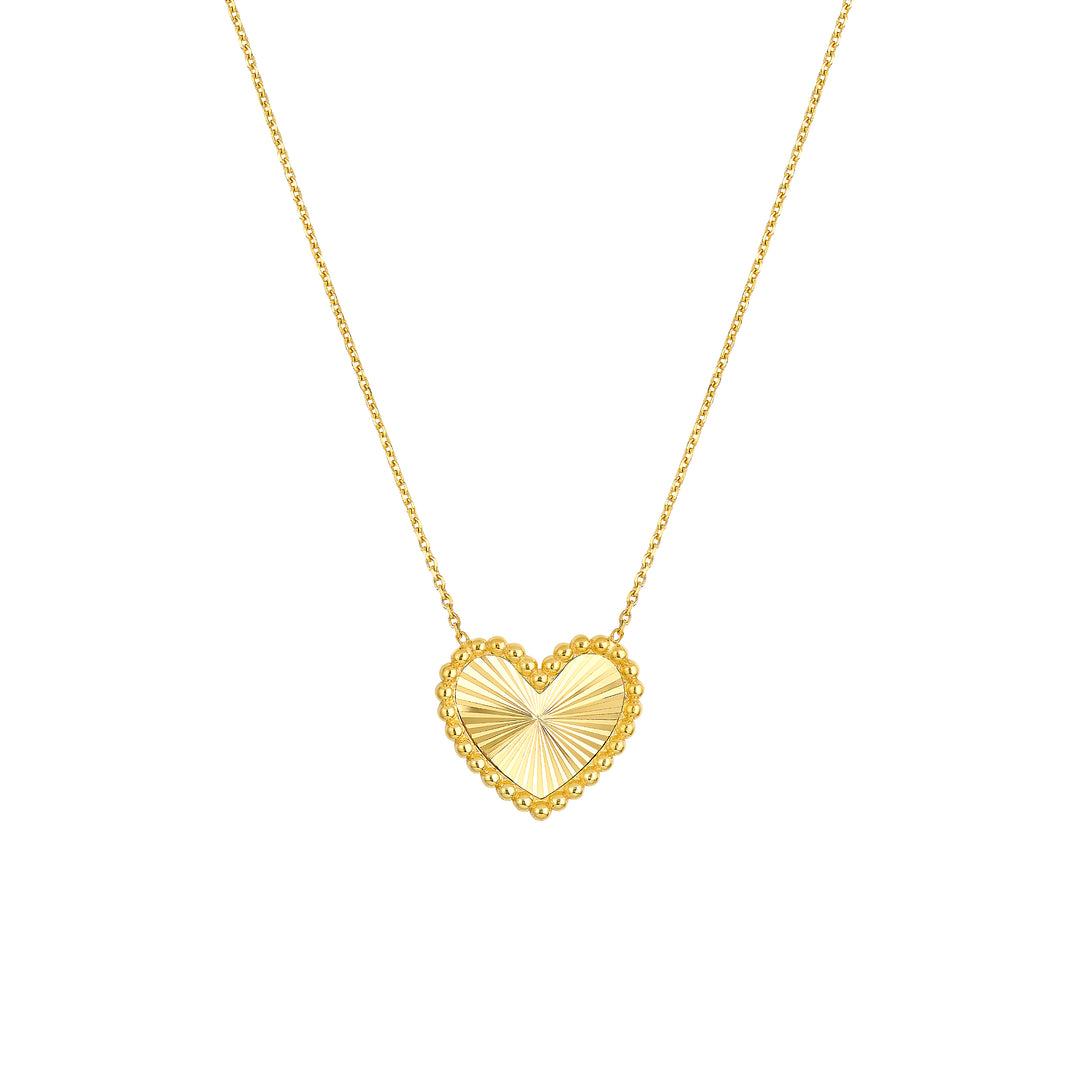 Beaded Border Radiant Heart Necklace