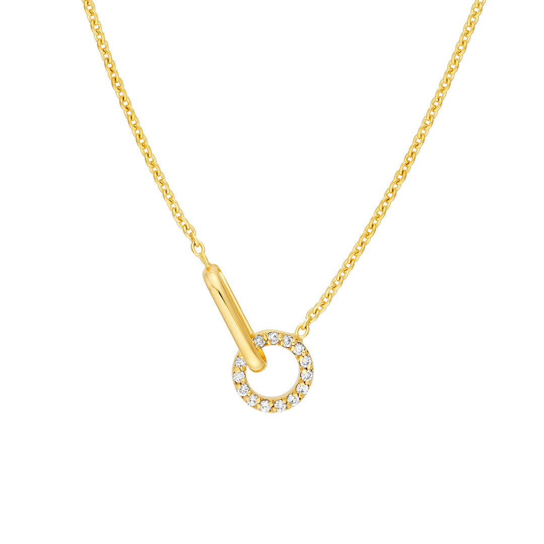 1/15tcw Diamond Round Link to Oval Necklace