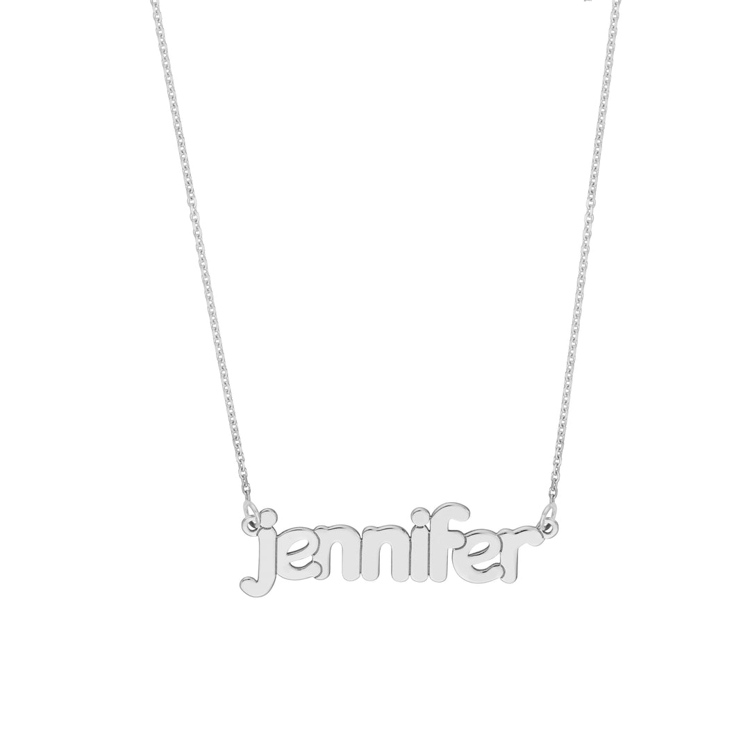 5mm Bubble Font Nameplate Necklace