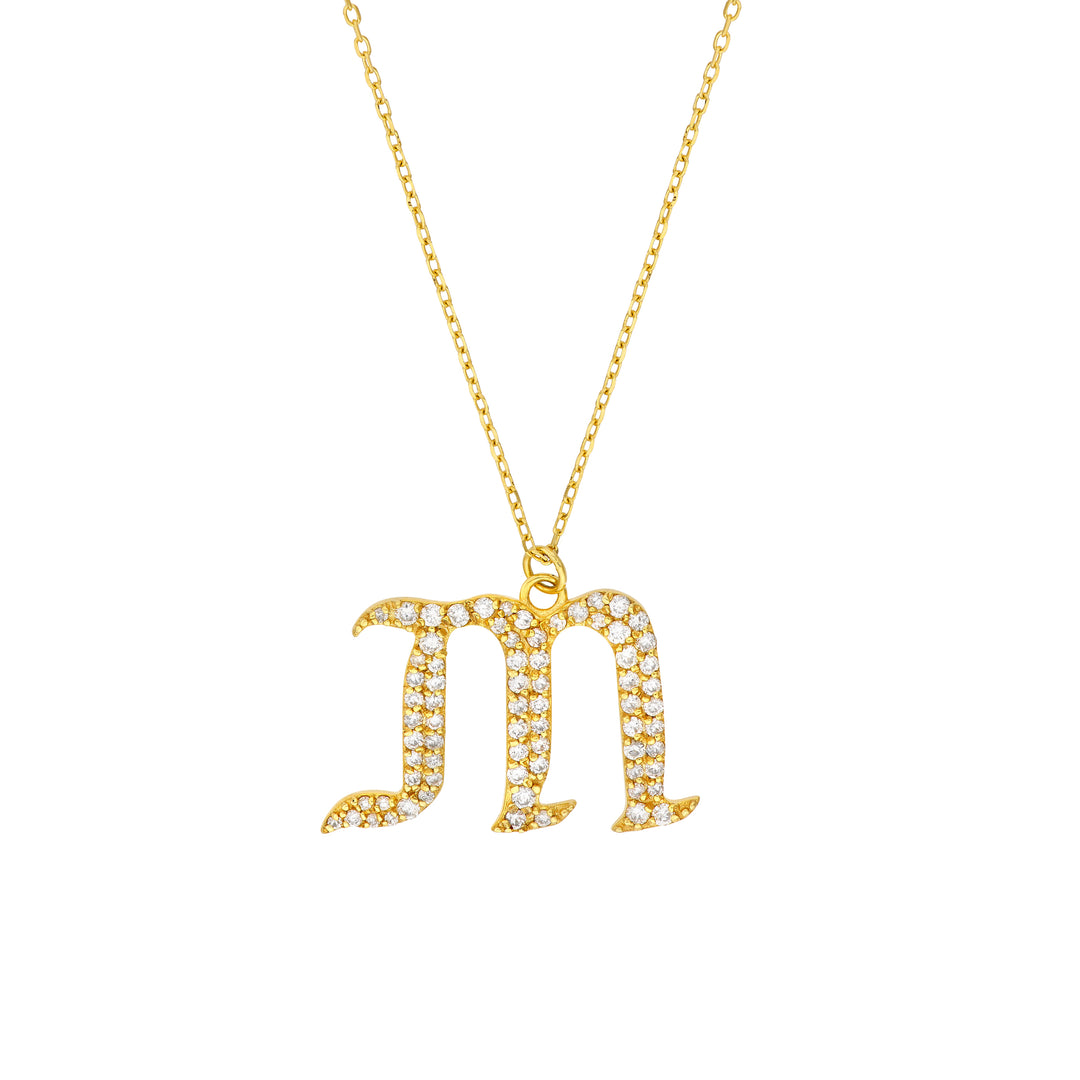 Diamond Gothic “M” Necklace