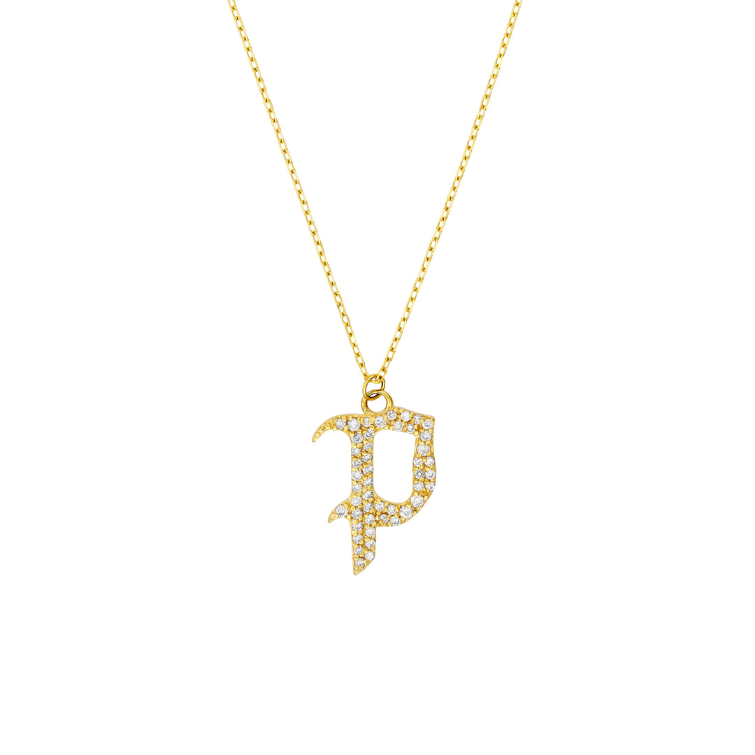 Diamond Gothic P Necklace
