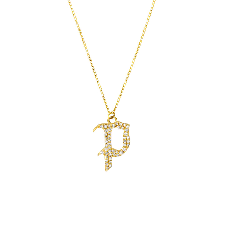 Diamond Gothic P Necklace
