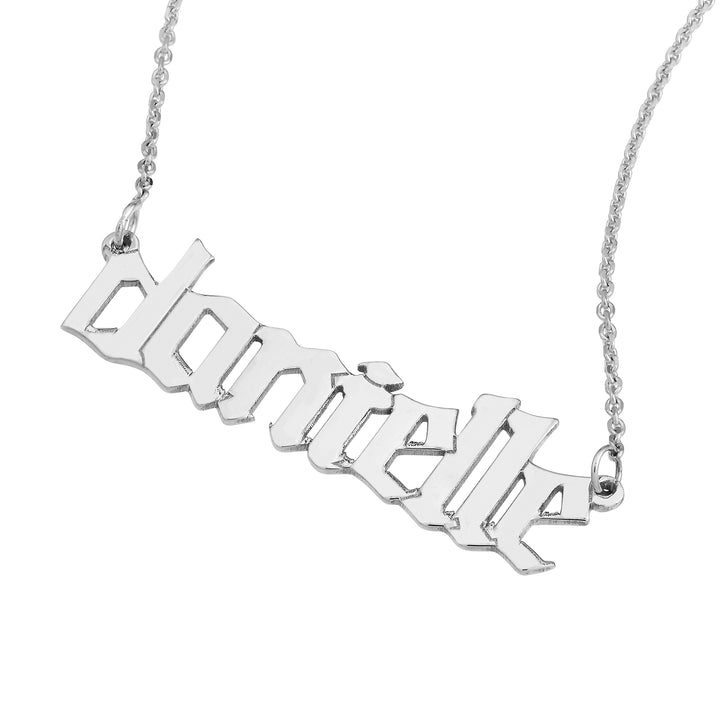 7mm Gothic Nameplate Necklace