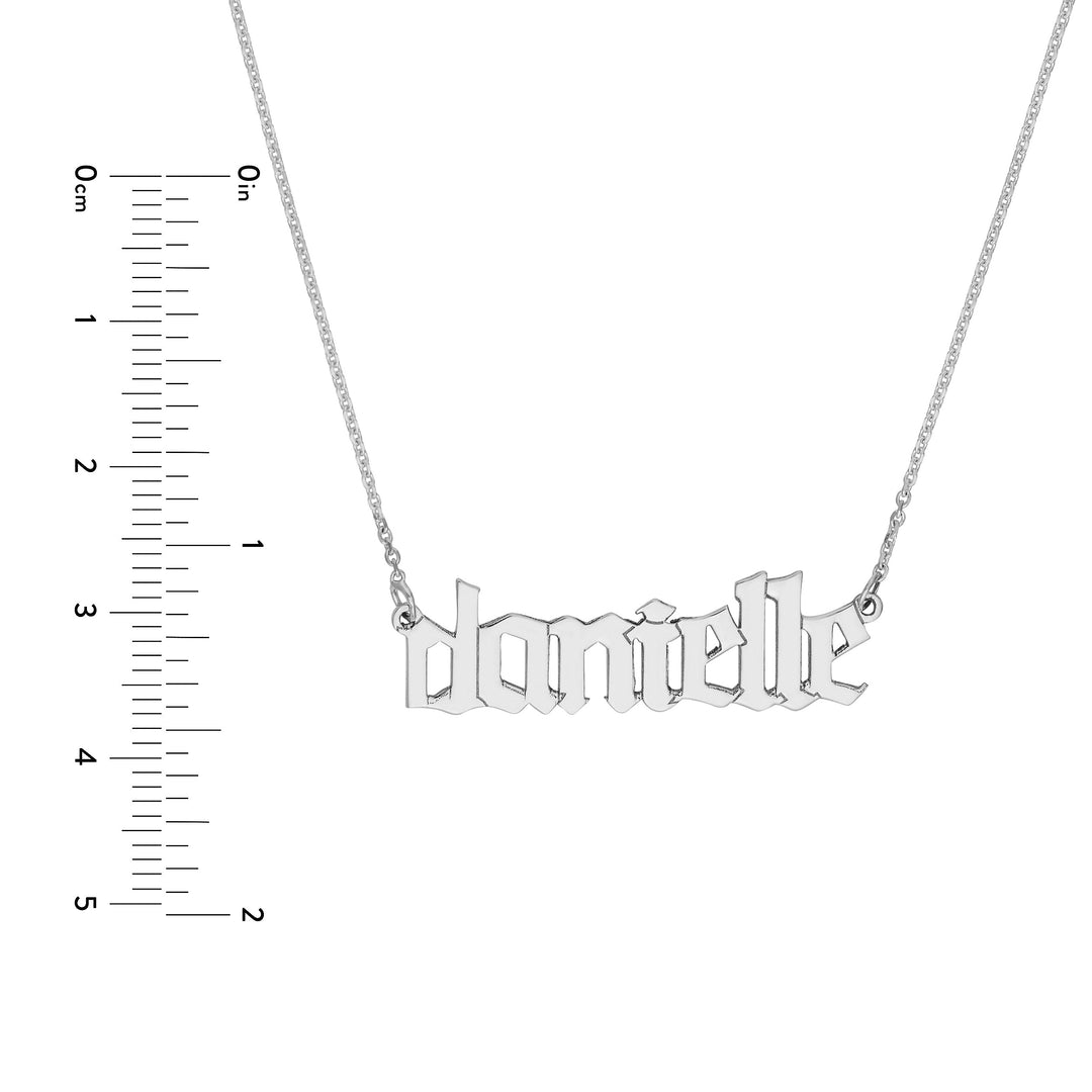 7mm Gothic Nameplate Necklace