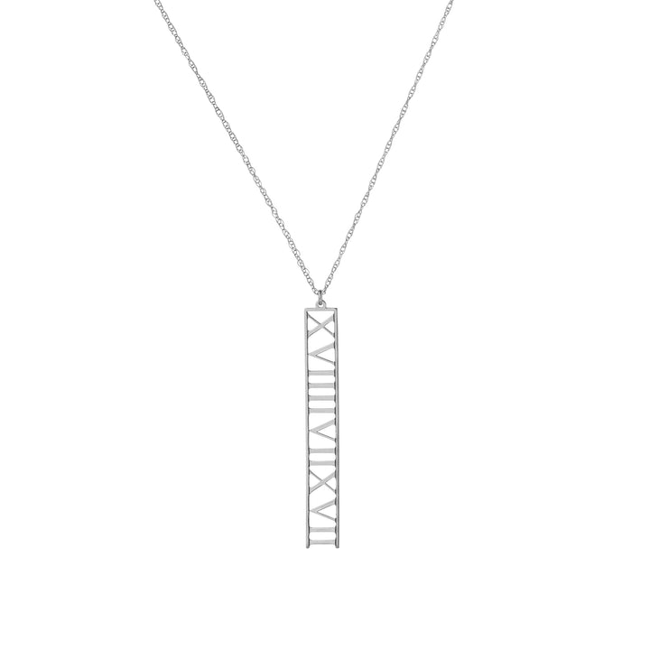 7mm Vertical Roman Numeral Pendant Necklace