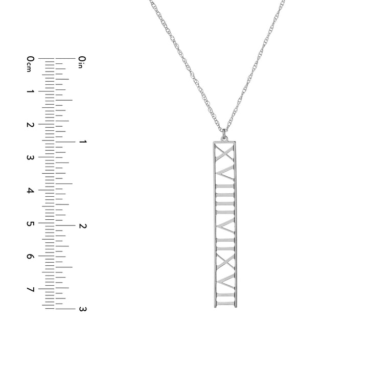 7mm Vertical Roman Numeral Pendant Necklace