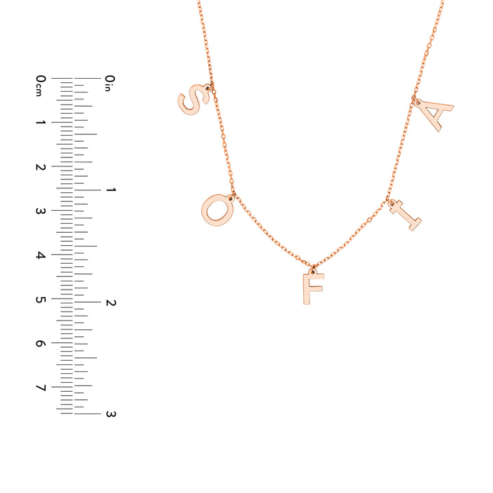 Block Initials Dangle Station Necklace