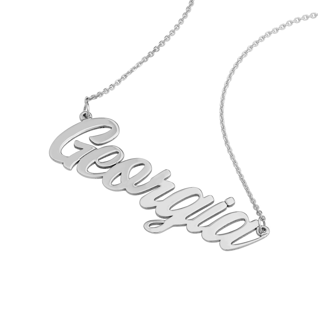 7mm Script Font Nameplate Necklace