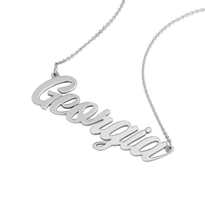 7mm Script Font Nameplate Necklace