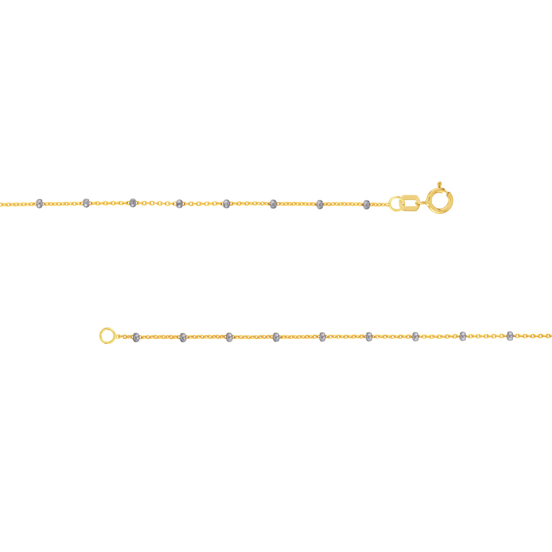 1.80mm Two-Tone Saturn Bead Chain with Spring Ring