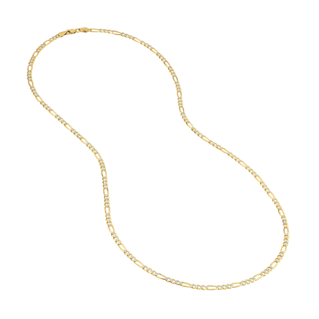 3.2mm Two-Tone Pave Figaro Chain with Lobster Lock