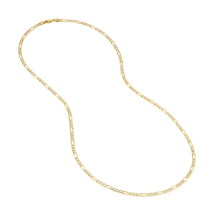 3.2mm Two-Tone Pave Figaro Chain with Lobster Lock