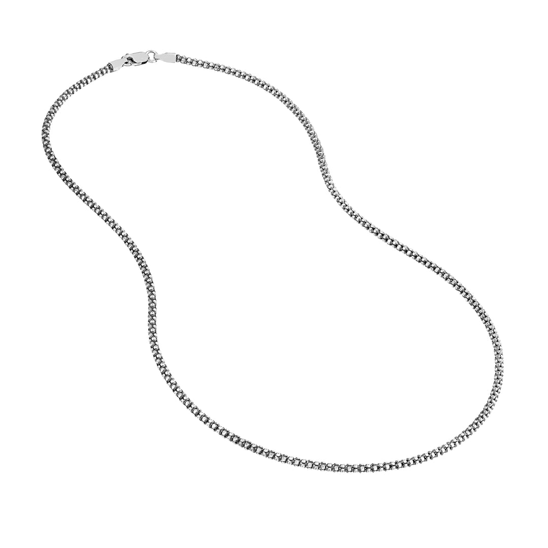Sterling Silver 2.3mm Oxidized Popcorn Chain with Lobster Lo