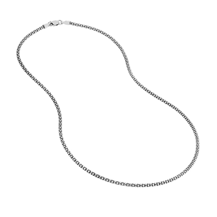 Sterling Silver 2.3mm Oxidized Popcorn Chain with Lobster Lo
