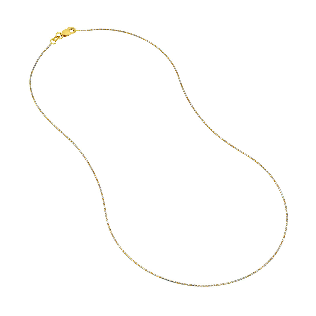 0.85mm Two-Tone Pavé Wheat Chain with Lobster Lock