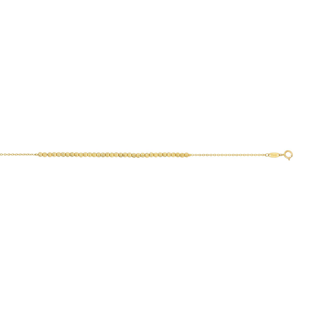 14K Yellow Gold Diamond Cut Bead Bracelet