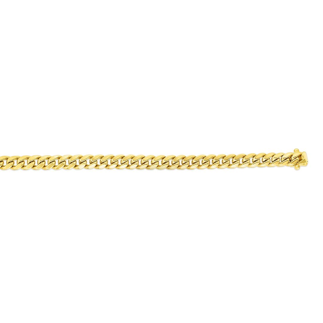 14K Gold 8.5"" 6.6mm Semi-Solid Classic Miami Cuban