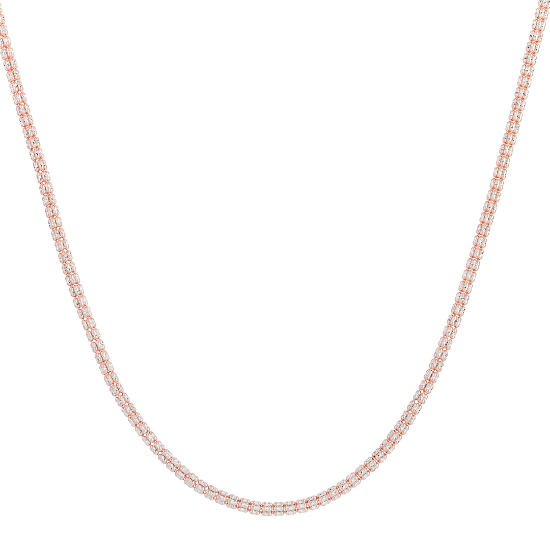 14K Rose 3.3mm Two-Tone Fancy Ice Chain
