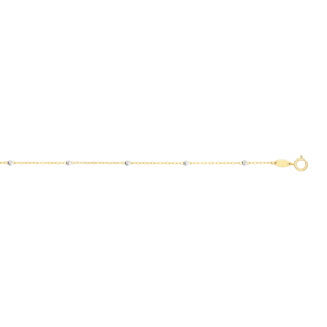 14K Gold 3.5mm Diamond Cut Bead Saturn Chain