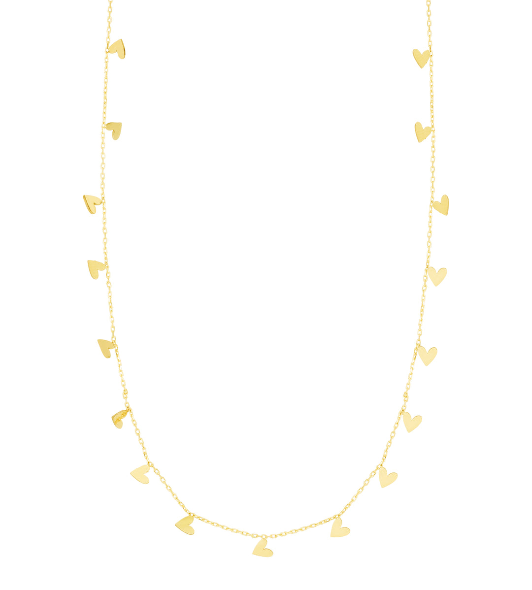 14K Gold Dangling Hearts Necklace