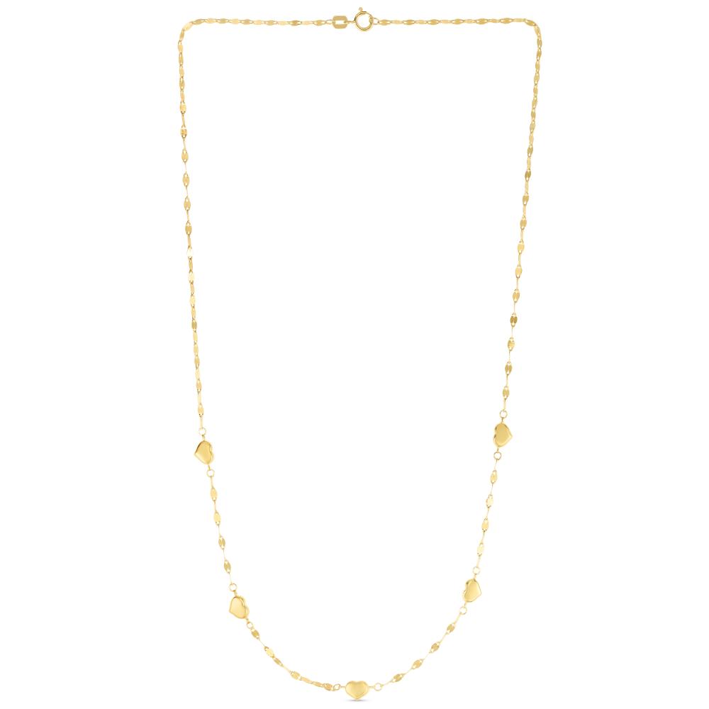 14K Heart Station Necklace