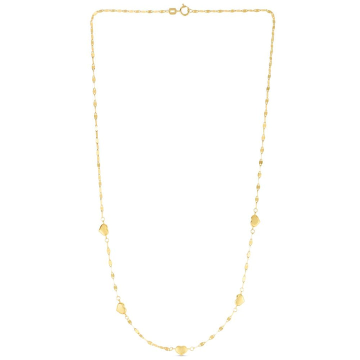 14K Heart Station Necklace