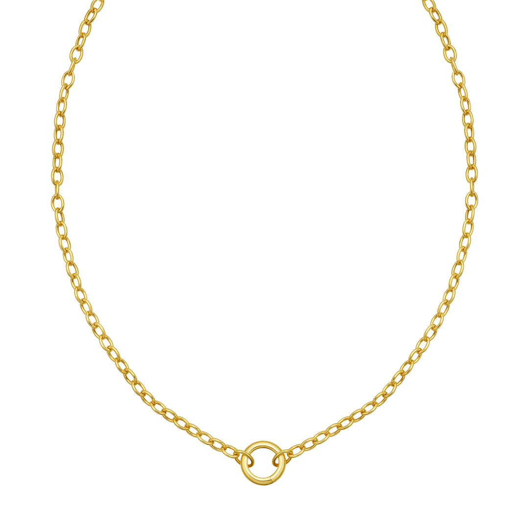 14K Push Lock Charm Necklace