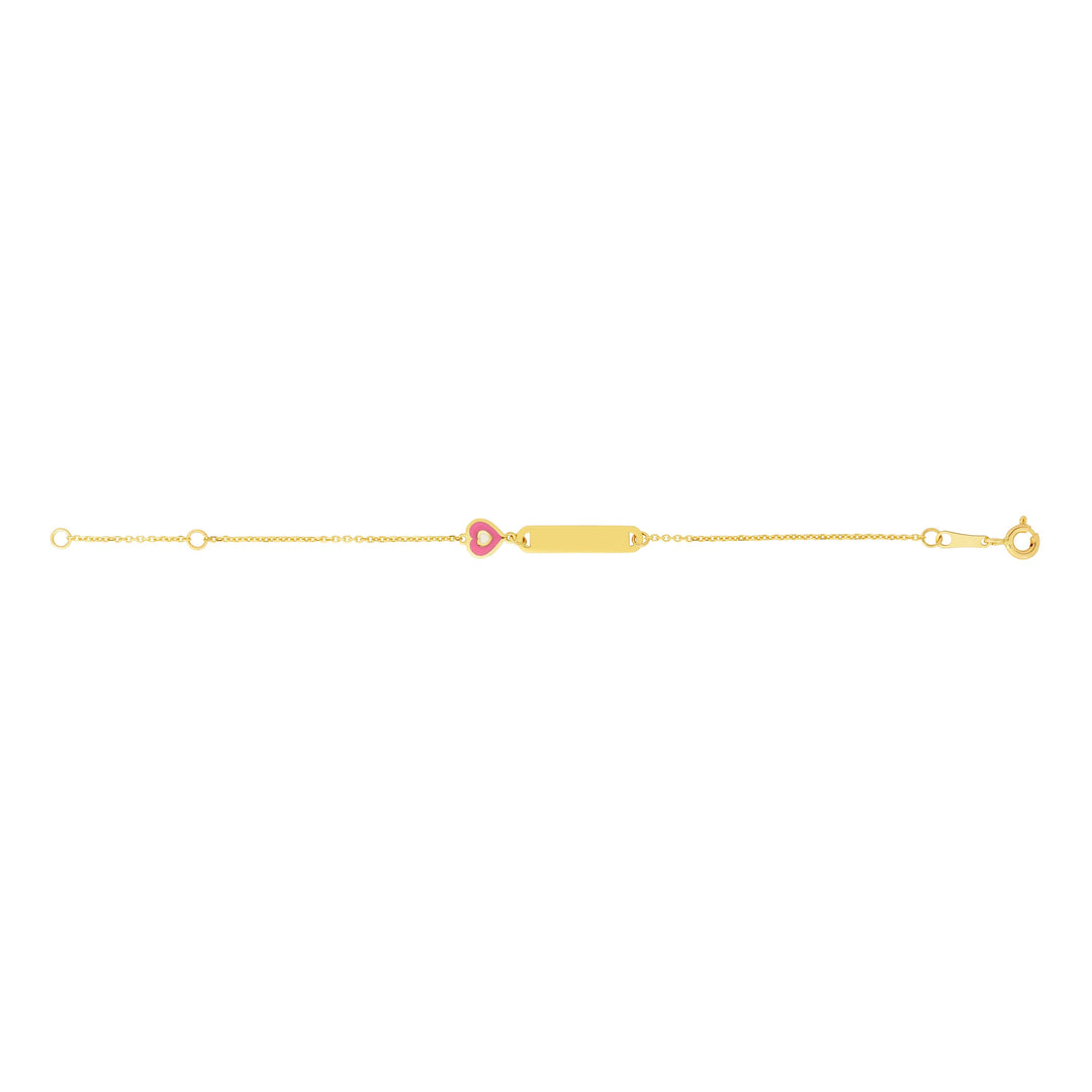 14K Gold Heart ID Bracelet