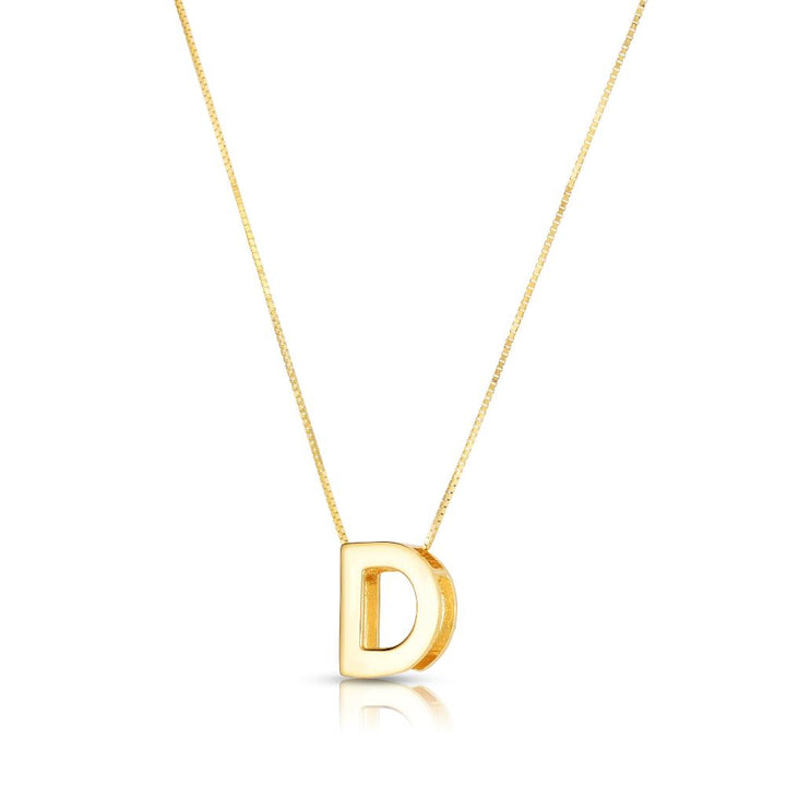 14K Gold Block Letter Initial D Necklace