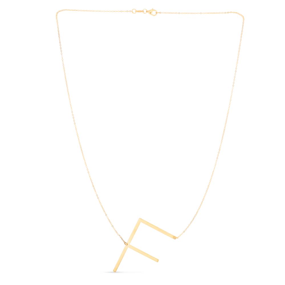 14K Gold Large Initial F Necklace