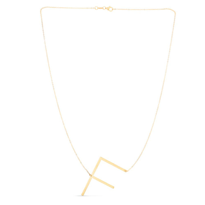 14K Gold Large Initial F Necklace