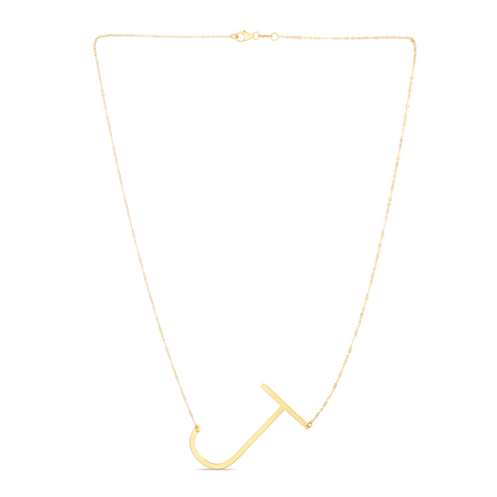 14K Gold Large Initial J Necklace