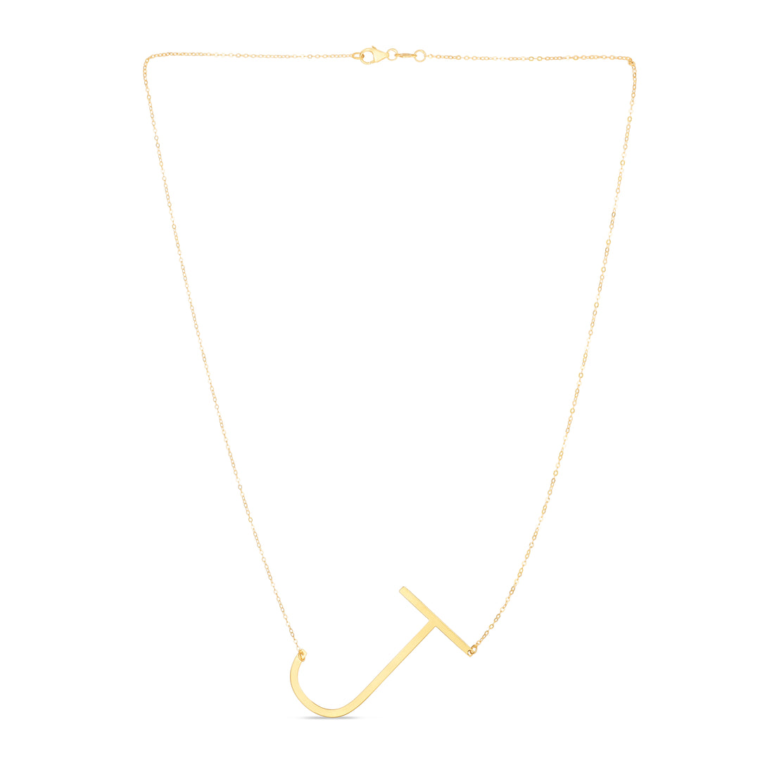 14K Gold Large Initial J Necklace