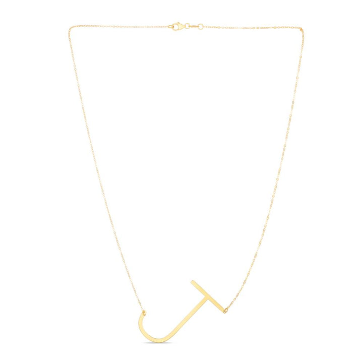 14K Gold Large Initial J Necklace