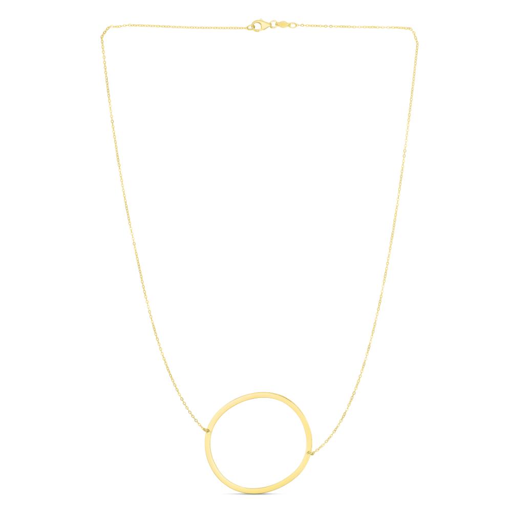 14K Gold Large Initial O Necklace