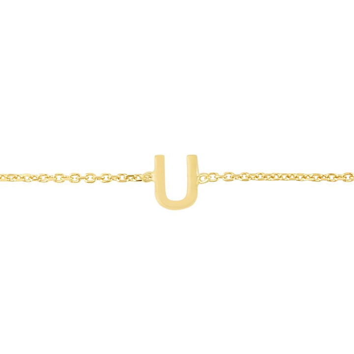 14K Mini Initial U Bracelet