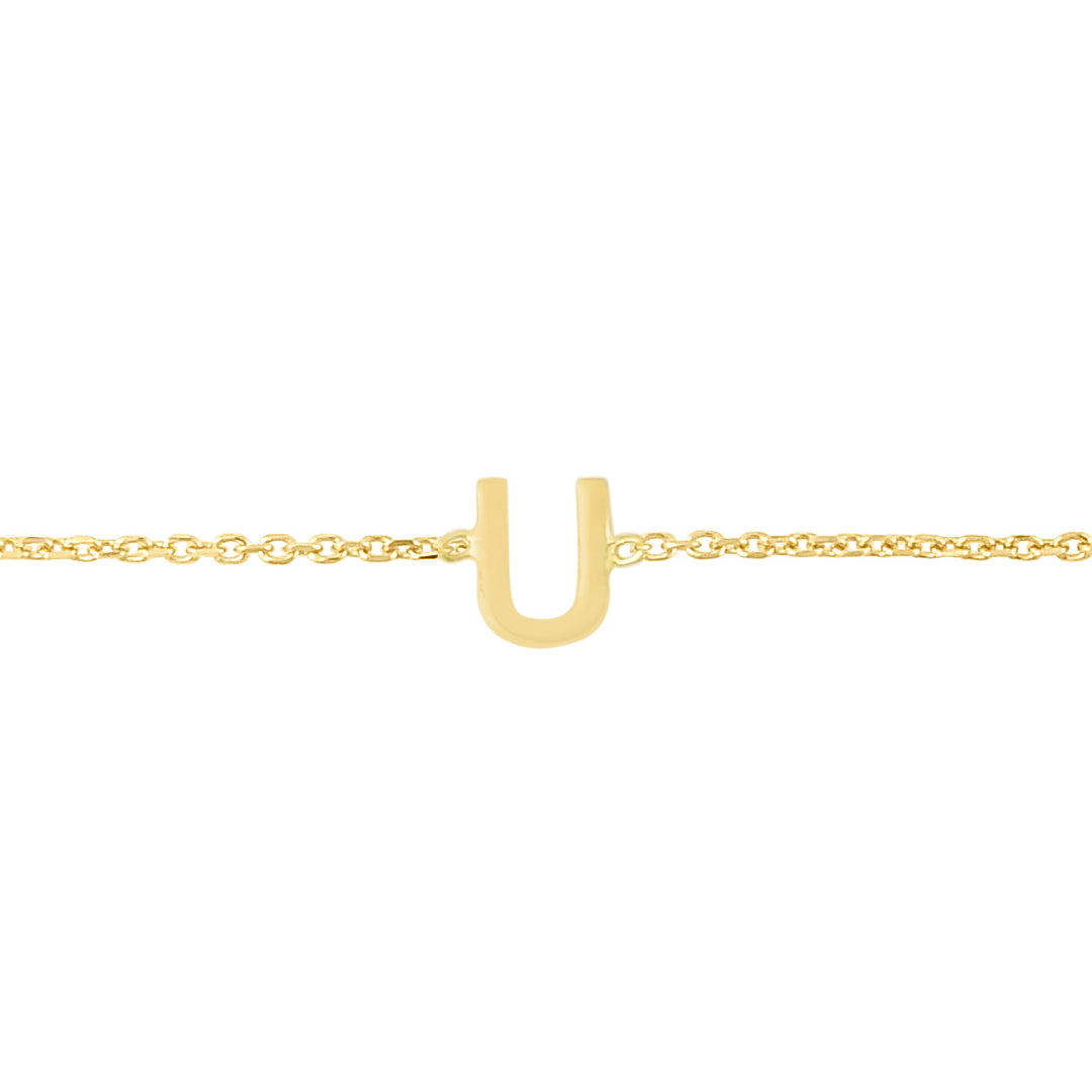 14K Mini Initial U Bracelet