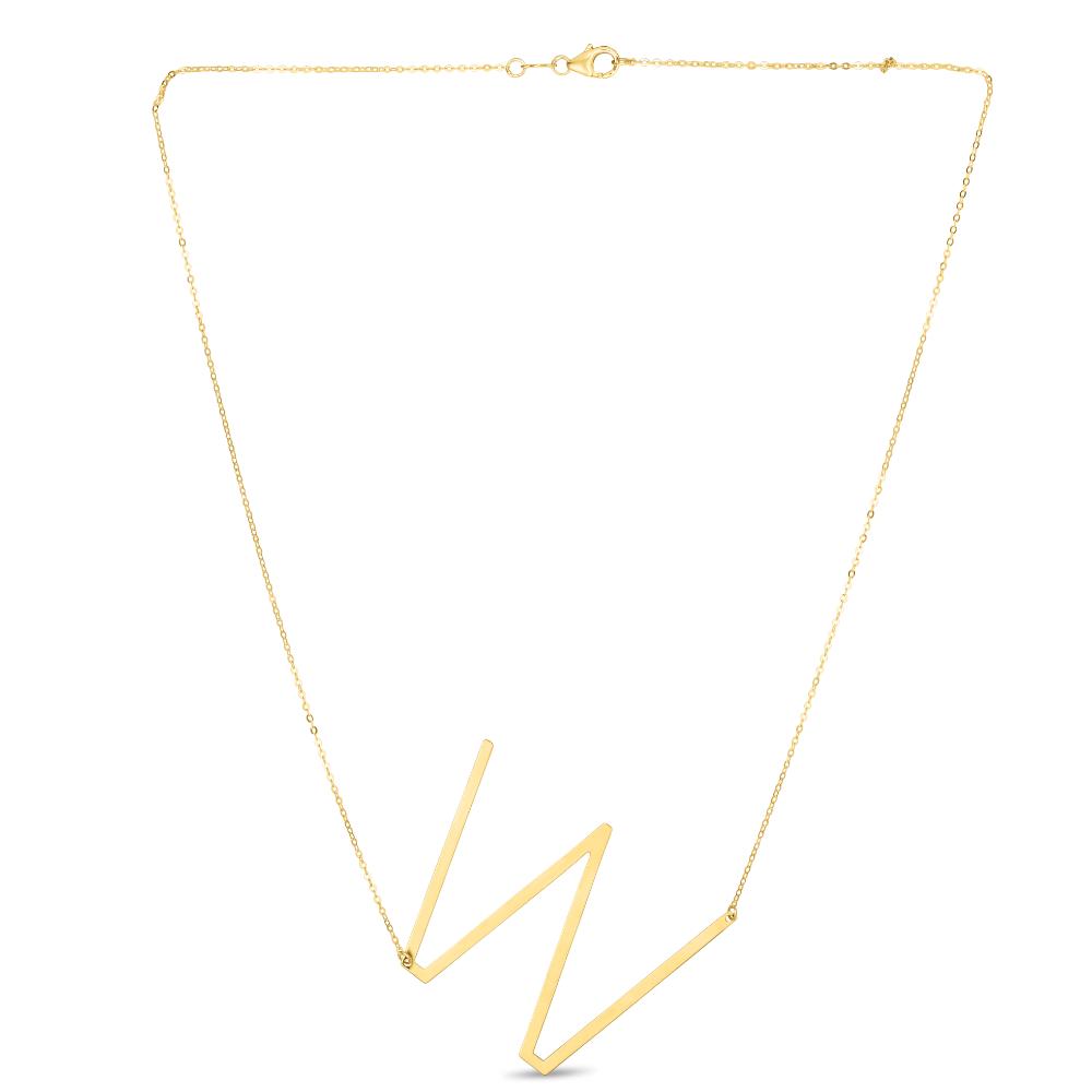 14K Gold Large Initial W Necklace