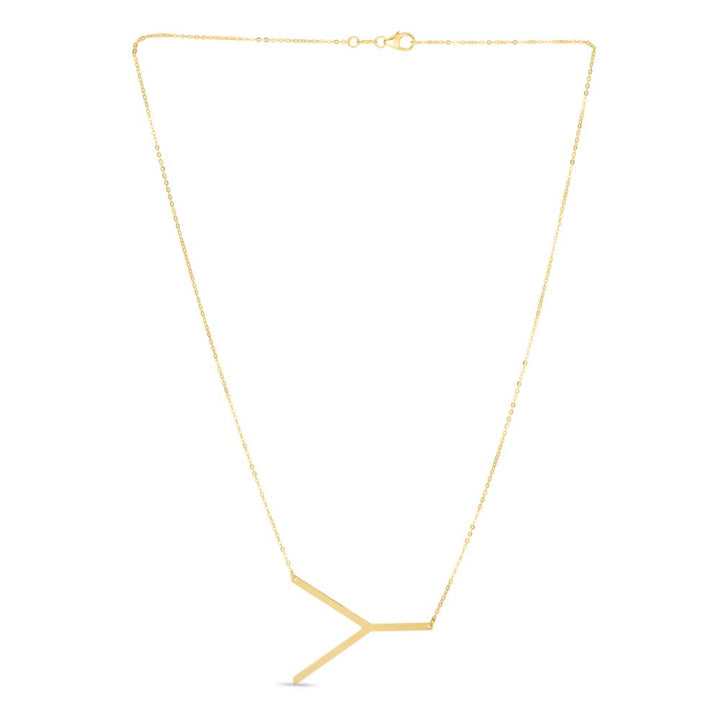 14K Gold Large Initial Y Necklace