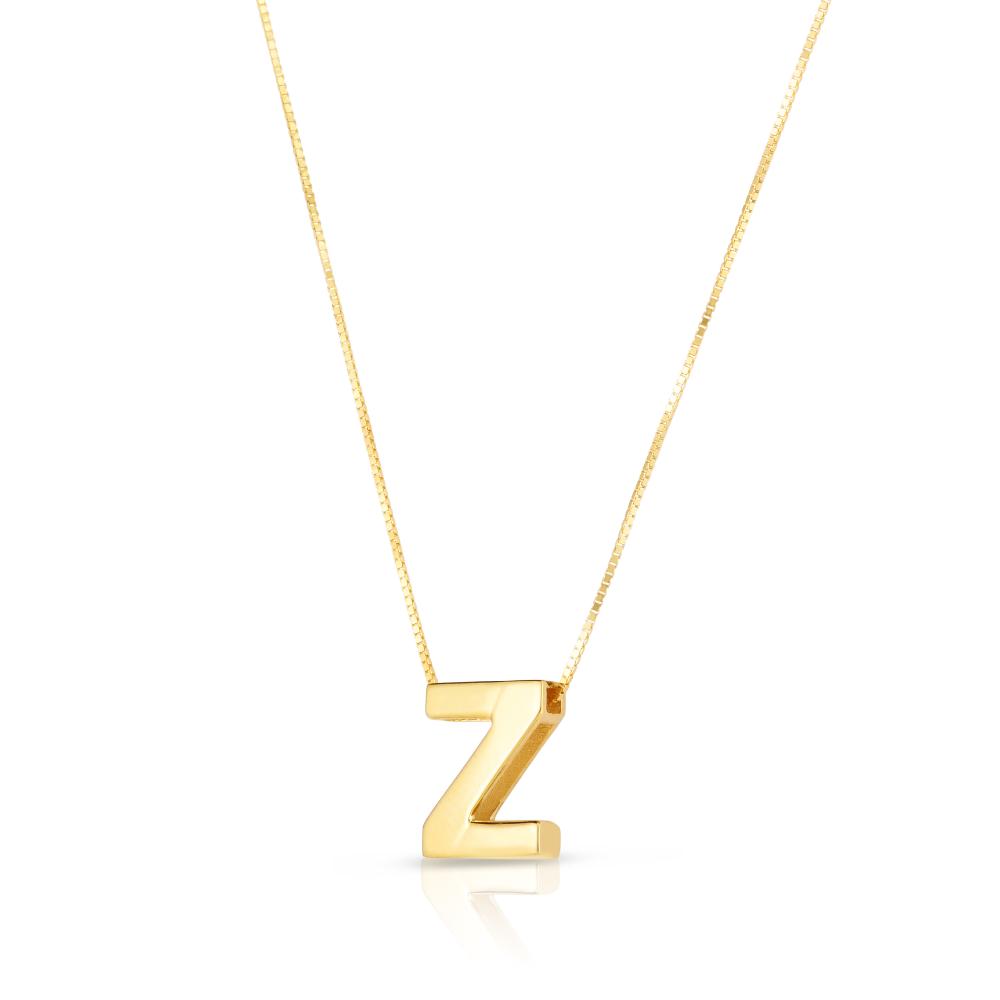 14K Gold Block Letter Initial Z Necklace