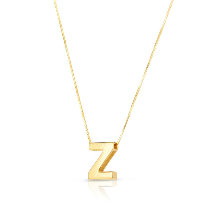 14K Gold Block Letter Initial Z Necklace
