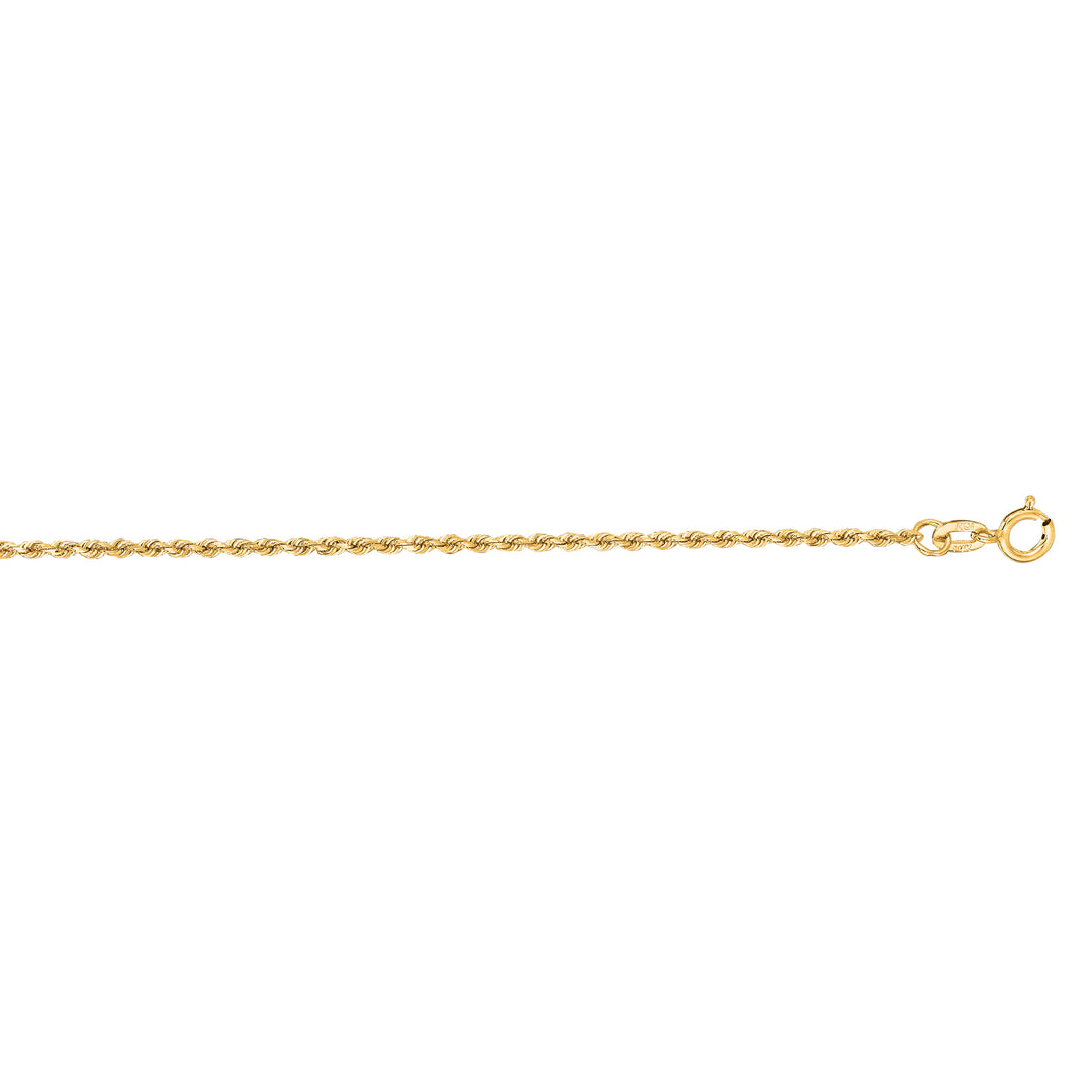 14K Gold 18"" 1.4mm Diamond Cut Royal Rope Chain