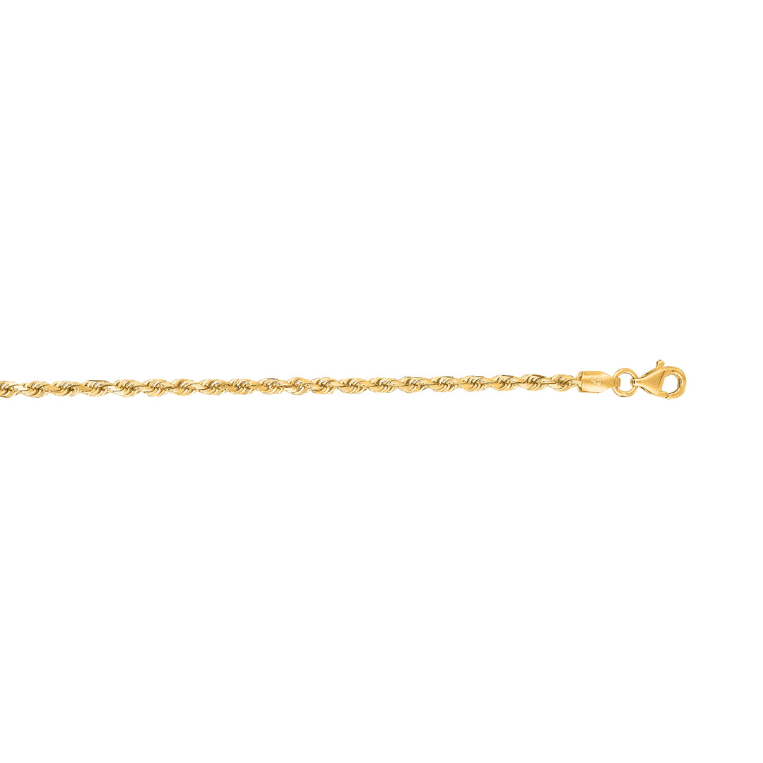 14K Gold 7"" 2.5mm Diamond Cut Royal Rope Chain